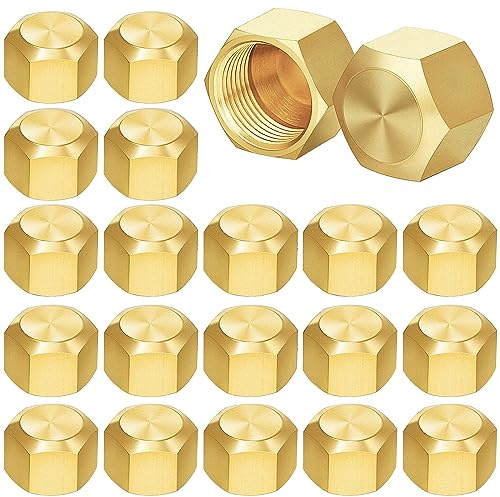 Hicarer 100 Pcs 3/8 in Brass Compression Cap Valve Cap