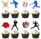Arthsdite 24 Stück Baseball-Cupcake-Topper, Baseball-Spieler, Sport-Thema, Cupcake-Picks, Baseball-Sport-Thema, Babyparty, Kindergeburtstag, Party, Kuchendekorationen Zubehör