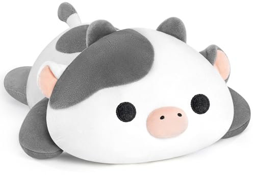 Mewaii Süßes Kuh Kuscheltier Plüschkissen für Kinder,Weiche 33 cm Kuscheltiere,Kawaii Plüschtier Kuh,Entspannungs und Dekorationskissen für Mädchen