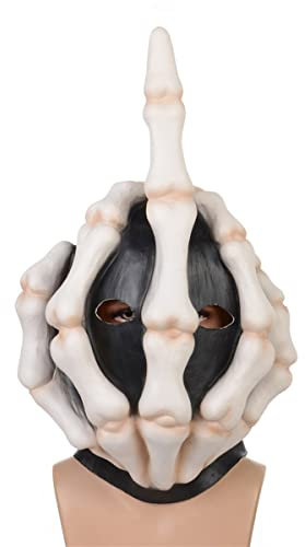 Hworks Mittelfinger Kopfbedeckung Latex Vollgesichtsmaske Cosplay Kostüm Requisiten für Halloween Party