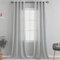 VOILYBIRD 2 rideaux en lin avec œillets, structure naturelle en lin, pour fenêtre de salon, gris clair, 220 x 140 cm (H x l)