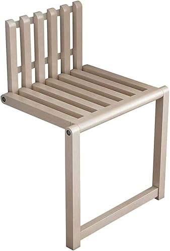 WYOERN Klappstuhl, Wandmontage, unsichtbarer Schuhwechselhocker aus Massivholz, zusammenklappbar mit Stützbeinen, platzsparend, Sitzbank, Duschstuhl, Holz