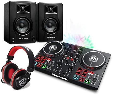 Ensemble Complet d'Équipement DJ - Platine Avec Lumières, Table de Mixage, Enceintes Actives 120W et Casque Pro Inclus