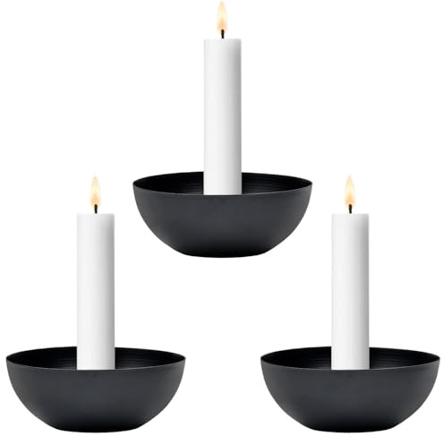 3er Set Moderner Kerzenständer Bokka edel aus Metall in Schwarz 12 cm