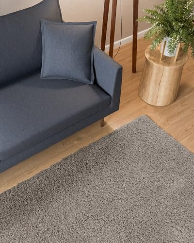 Interiyou HOCHFLOOR_Teppich Hellgrau - Rechteckiger Teppich geeignet für Wohnzimmer, Schlafzimmer - Material: 100% Polypropylen, Maschinengewebt - Größe: 133x190cm
