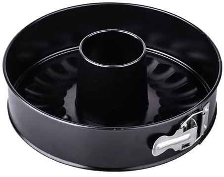 BirnePower Springform Backform Kuchenform Tortenform mit 2 Böden Flach- und Rohrboden Käsekuchenform Blechform mit Antihaftbeschichtung Schwarz Rund 24 cm