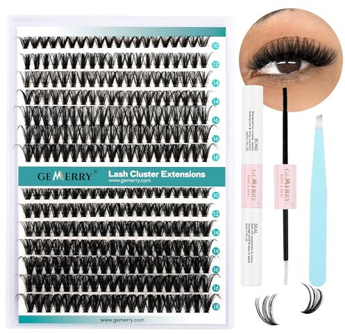 GEMERRY Kit Pestañas Postizas Individuales DIY Kit De Extensión De Pestañas Individuales con 40D/50D 10-18mm Pestañas Pelo a Pelo y Pegamento Pinzas Extension Pestañas Kit(40D+50D-0.07D-10-18mm-Set)