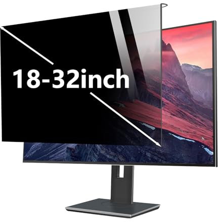 CUNIO 18-32 Zoll Computer Sichtschutz, Augenschutz Anti-Spionage Displayschutzfolie, Für Breitbild Desktop Monitor – Typ Zum Aufhängen Mit Rahmen,32in 730x440mm