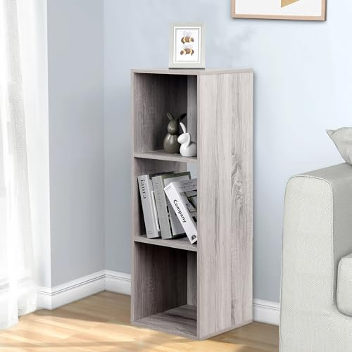 PACHIRA Bücherregal mit 3 Fächern, Würfelregal Aus Holzwerkstoff Für Wohnzimmer, Freistehender Bücherschrank Aktenregal Stufenregal Büroregal, Offenes Aufbewahrungsregal Für Kleidung, Spielzeug
