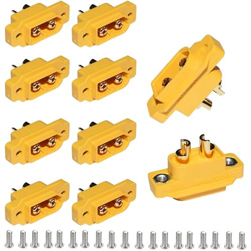RUNCCI-YUN Lot de 10 connecteurs encastrables XT60 XT60E XT60E-M 2Pin avec vis pour RC Drone Connexion de Batterie Lipo