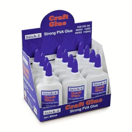 Stick-E Colla vinilica bianca, flacone da 60 ml, confezione da 24