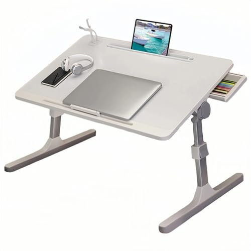 Tavolino da letto per computer portatile, scrivania per laptop, supporto regolabile per letto con porta di ricarica USB, tavolo pieghevole portatile per divano, divano, scrivania da pavimento per