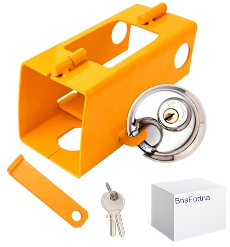 BnaFortna Antivol Remorque -Verrouillage de la Remorque,Antivol remorque attelée et Non attelée,Cadenas Rmorque avec 2 Clés