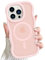Cover Magnetica Ondulata per iPhone 13 Pro Compatibile con MagSafe Custodia Cornice Ondulati Riccia Forma Traslucida Opaca Antiurto Anti-Scratch Case per Ragazze Donne, Rosa