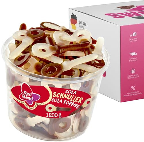 Red Band Fruchtgummi Dosen | Saure Zungen, Pilze, Schnuller & Mehr | Großpackungen für Party, Büro oder als Geschenk (Cola Schnuller 1200g)