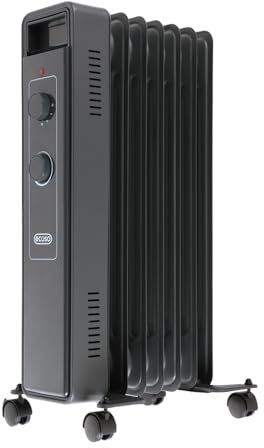 ECOSO Luan 1500W Anthracite UK Plug Oil Filled Electric Radiator - 620mm x 240mm