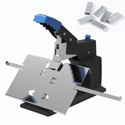 Manueller Heftgerät für den Schreibtisch, flacher Tacker, drehbare manuelle Heftplatte, Kapazität von 60 Blatt, mit Klemme, Flachheftgerät mit zwei Zwecken, hohe Widerstandsfähigkeit, für Drucker