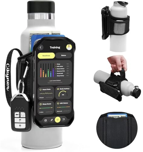 Cikyner Wasserflaschenhalter Gurt mit Griff, 360° drehbarer Handyhalter | Flaschentasche mit abnehmbarem Handyhalter, passend für 4,5-7 Zoll Smartphones und 5-9 cm Wasserflaschen beim Training