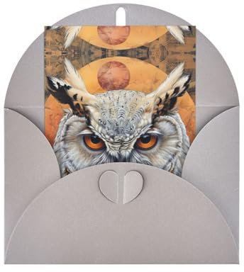 HDSKFNS Grußkarte mit Eulen-Motiv, blanko, für verschiedene Anlässe, Geburtstage, Hochzeiten, Festivals