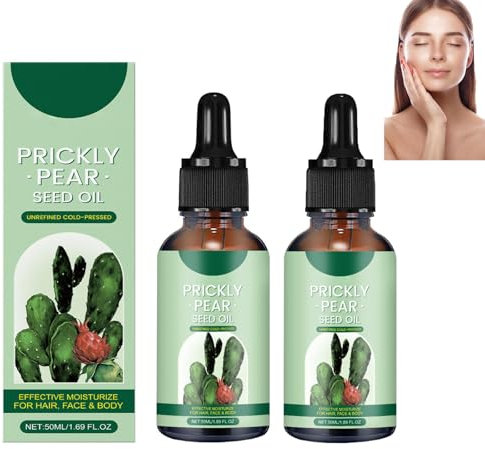 Novità Olio di Fico d'India, Olio Essenziale Puro di Cactus, Olio di Fico d'India spremuto a Freddo Olio Viso Fico Naturale per Rassodare e Idratare, per Viso, Capelli e Corpo (2PC)