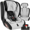 tectake® Kindersitz und Sitzerhöhung, Kindersitz mit 5-Punkt Sicherheitsgurt, als Kindersitzerhöhung durch herausnehmbare Sitzschale, dick gepolstert, Kindersitz ohne Isofix - hellgrau/schwarz