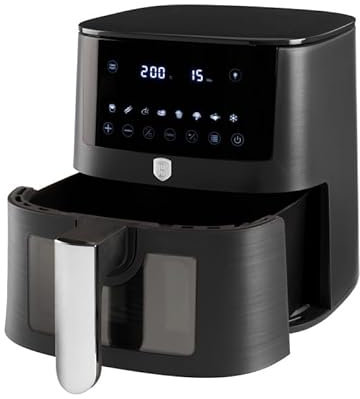 Berlinger Haus Friggitrice ad aria calda, 5 l, display touch a LED, 8 programmi, antiaderente, 40 – 200 °C, collezione antracite, cottura sana senza olio, compatta e potente