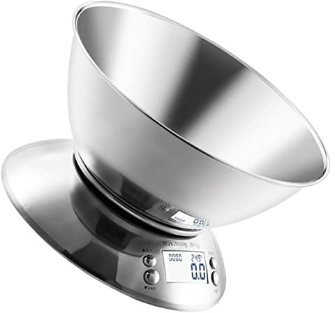 WEKADRIN Báscula De Cocina Electrónica Alta Precisión Pesa De Alimentos Acero Inoxidable Para Hogar y Cocina