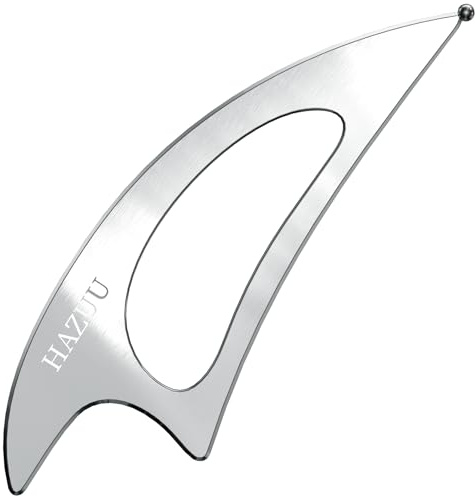 HAZUU Stainless Steel Guasha Scraping Massage Tool for Soft Tissue Therapy, Ideal for Back, Legs, Arms, Neck, Shoulder Relief (Moon Shape)