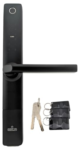 Sekur Weatherproof Smart Lock, 7-in-1, Code, Fingerprint, Card, Remote, App, Key, Smart Home Entry Door Lock - Designed for The UK (Black)