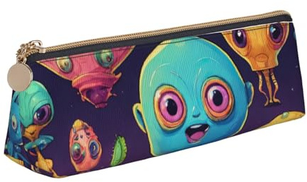 zkyfll Alien Astronaut Leder Federmäppchen Schreibwaren Organizer Make-up Tasche