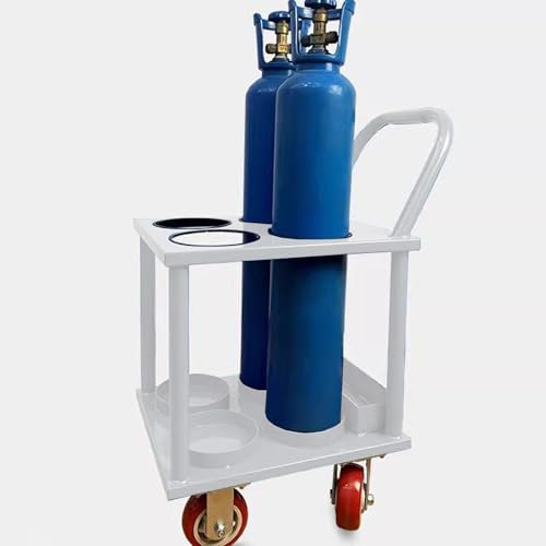 DRFGHK Oxygen Tank Holder Welding Gas Hand Truck, Oxygen Tank Stand Mobility Trolley for 4 Tank, Gas Bottle Storage Rack with Tool Slots, Medical Oxygen Transport(White)
