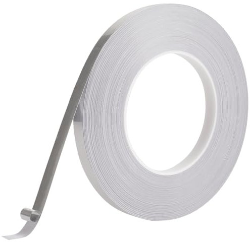 GORGECRAFT Ruban Adhésif Métallisé Argenté 50mX10mm Film Polyester Métallisé Auto Adhésif Bandes de Calfeutrage pour Carrelage avec Finition Miroir Brillante Moulures Murs Arts Graphiques Emballages