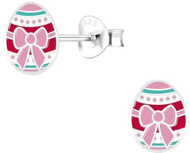 Monkimau Mädchen Ohrringe Easter Egg | Ohrstecker aus 925 Sterling Silber | Kinderohrringe hypoallergen