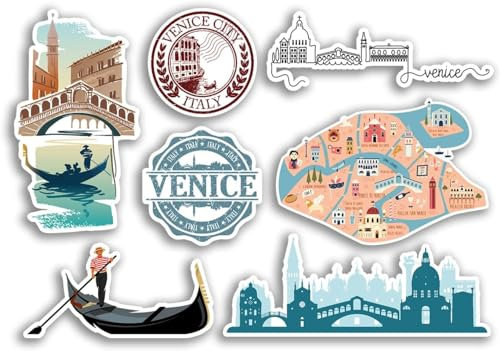 Venedig Aufkleber Set A5 Bogen Vinyl Aufkleber für Gepäck Laptop Italien 78507