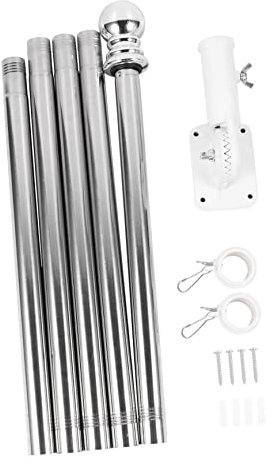 TOYANDONA Drehbarer Fahnenmast Satz 1,9m Edelstahl Mit Wandhalterung Weiß Rostfreier Fahnenmast Für Garten Außenbereich Einfache Montage Und Platzsparend