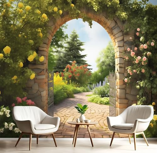 Fototapete Premium-Seide Rosengarten 150X105Cm - Fototapete Schlafzimmer Wohnzimmer Moderne Beige Tapete Xxl Wandtapete Motivtapeten 3D Effekt Wandbilder - Verträumter Nordischer Stil