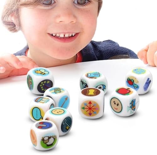 Story Dice Game - Immaginazione prompt cubi, di idee creative | 9 dadi narrativi con 54 uniche, attività di sviluppo linguistico per il gruppo di classe notturna familiare Uso di apprend
