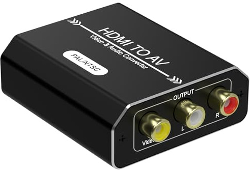 HDMI to RCA, HDMI to AV Converter, Composite Video Audio Converter Adapter, Supports PAL/NTSC for Fire Stick and Roku, Apple TV, PC, Laptop, Xbox, HDTV, Blu-Ray, DVD Player