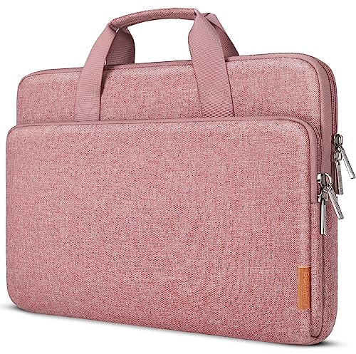 DOMISO 15.6 inch Water-Resistant Laptop Sleeve Bag Carrying Case with Handle for Lenovo Yoga 720 IdeaPad S510 320 ThinkPad T570 E575/Dell XPS 15/HP Envy Pavilion/Asus/15.6 Notebooks,Pink