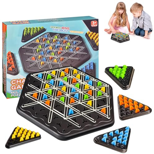 DANCOLOR Chain Triangle Board Games For Adults Kids, Family Games Kids Toys | 4 or 2 Players Strategic Party Game, Interactive Brain Puzzle Fidget Toys, Kids Gifts For Christmas, Birthday, Party, Travel