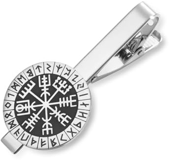 Herren Krawattenklammer aus Edelstahl Wikinger-Kompass Vegvisir-Rune Anstecknadel Hemd-Zubehör für Business Hochzeit Valentinstag Weihnachten Geburtstag