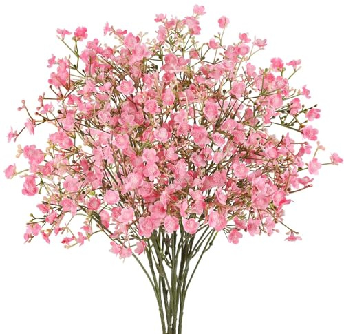 N&T NIETING Schleierkraut Künstlich 6 Stück Rosa Künstliche Blumen | künstliche blumen wie echt, Fake Deko Blumen für DIY Hochzeit Party Tisch Centerpieces Party Zuhause Dekoration