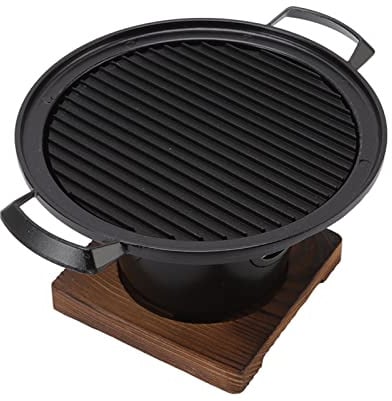 Hibachi Grill, tragbarer Holzkohlegrill, japanischer Tischgrill, rauchfreier Holzsockel für Camping, Picknicks, Garten, Strandpartys