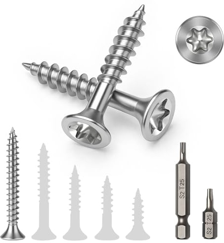 Boltmax 100 Stück Edelstahlschrauben V2A A2 M5 x 50 mm, Holzschrauben Torx Senkkopf Vollgewinde mit Torx-Antrieb, rostfreie Spanplattenschrauben Edelstahl für Holz, Möbelbau, DIY & Innenbereich