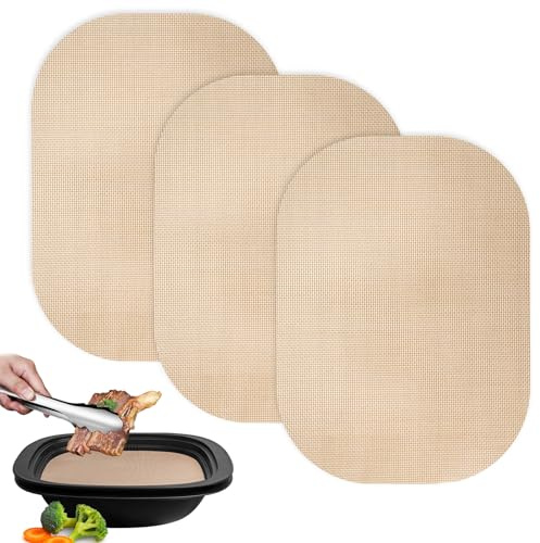 3 Stück Dauerbackfolie für Thermomix TM7 Varoma,Wiederverwendbare BackpapierAntihaftbeschichtet Backunterlage zuschneidbar,Hitzebeständig bis 250°C für Airfryer Gasbackofen