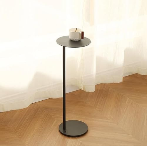MOMOALA Kleiner Beistelltisch, Metall mit Edelstahl-Finish, 20x20x58cm, schwarz, runder Couchtisch für Wohnzimmer, Sofa Beistelltisch