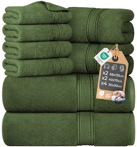 Cloud Pillow Frottiertücher Set 8-teilig – Handtücher Set 100% Baumwolle, Oeko-TEX – 460 g/m2 – 2 Badetücher 68x135 cm, 2 Handtücher 40x70 cm & 4 Waschlappen 30x30 cm – Weich, Saugstark & Langlebig