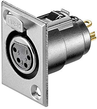 Goobay 11972 Prise femelle intégrée au microphone scellée; 4 Pin - avec verrouillage et contacts dorés