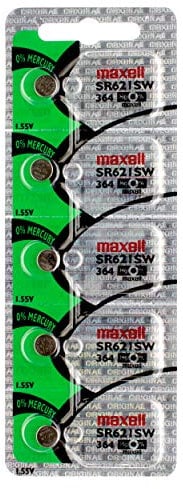 Maxell SR621SW 364 Silver Oxide Cell Pack of 5