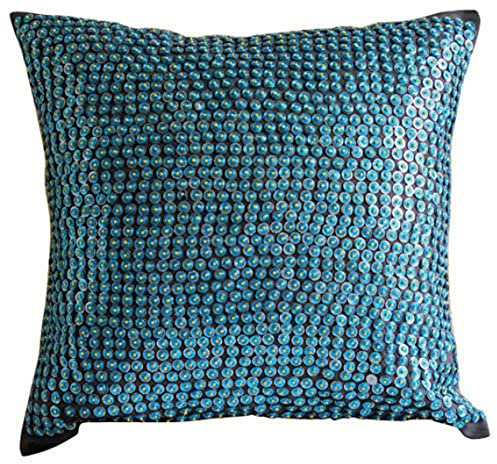 The HomeCentric Blau Kissenbezuge, Gepunktete Pailletten Sparkly Funkeln Kissen -, 35x35 cm Kissenbezug, Platz Seide Kissen Abdeckungen Fur Couch, Tupfen Modern Zierkissen - Yellow Spot